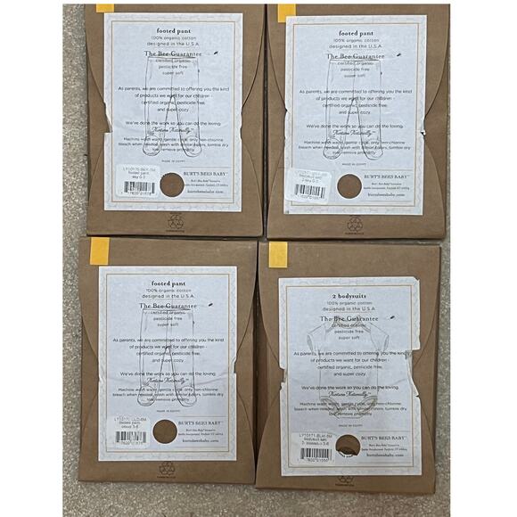 Burt's Bees Baby Lot BodySuits & Footed Pants 0-3 / 3-6 Months Organic Cotton - Picture 2 of 6